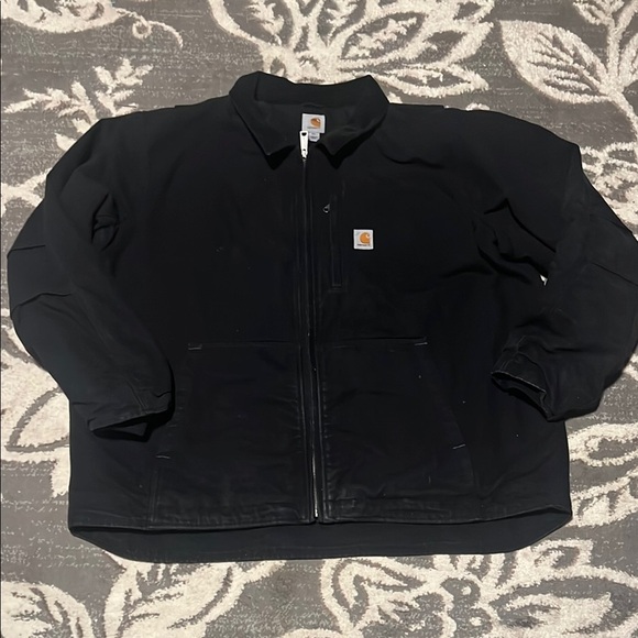 Carhartt Black zip front jacket. Heavy lined. Inside and outside pockets. - Picture 1 of 6